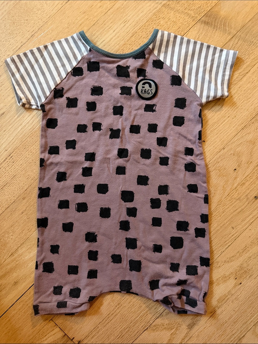 RAGS Mauve & Black Square Print Kids One-Piece